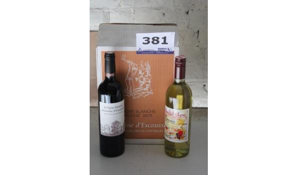 12 flessen à 75cl witten wijn Muskat 2008 plus 6 flessen à 75cl rode wijn La Vigne Blanche Domaine D